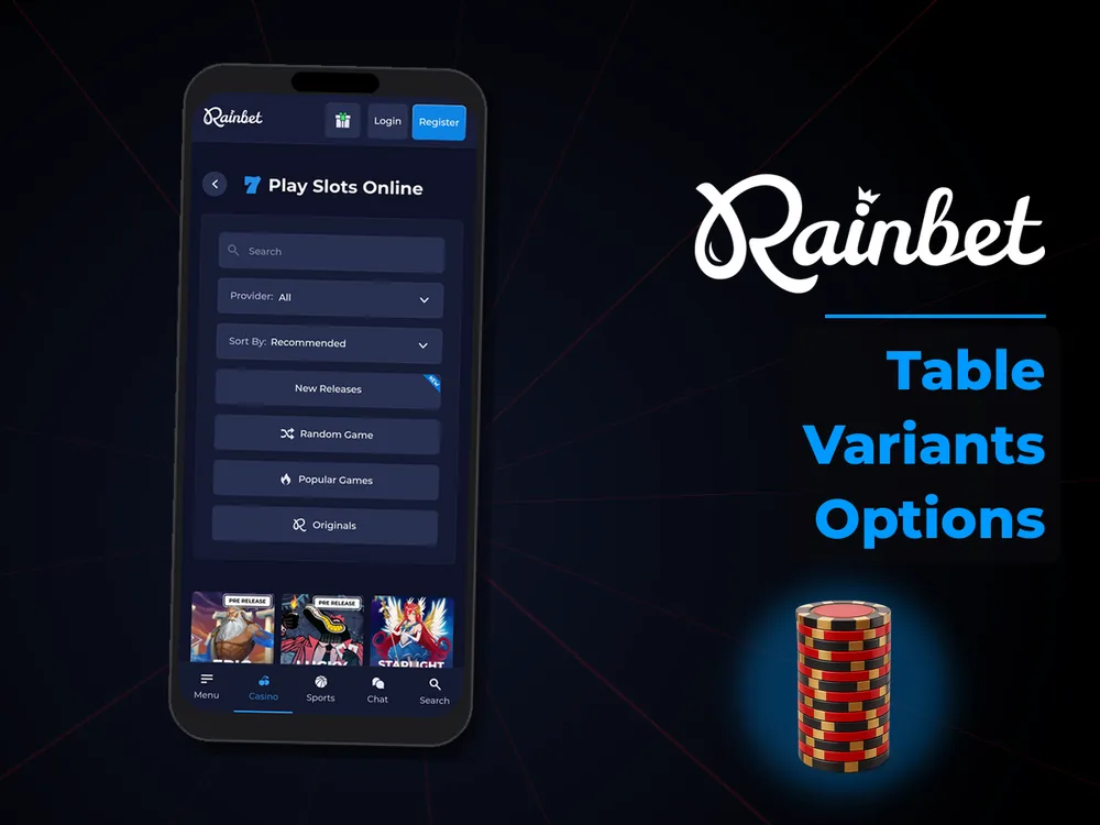rainbet - Table Variants Options